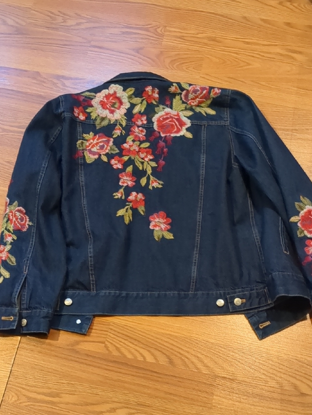 Johnny Was Workshop Desi Denim Jacket Embroidered Blue Jean Jacket Size Large - Picture 10 of 13